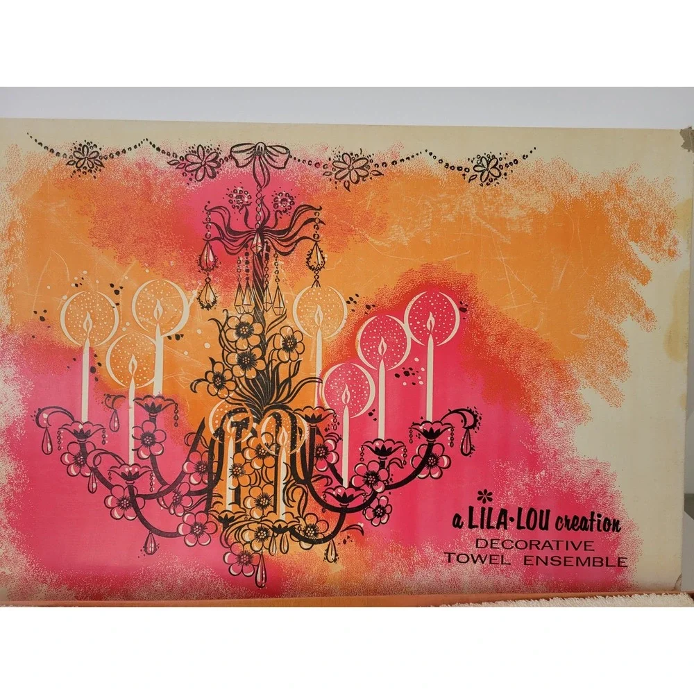 Vintage Lila Lou Decorative Towel Set Yellow Floral 4 Pc Boxed Bathroom Retro!